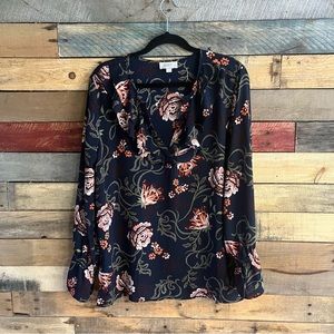 Loft Outlet Navy Floral Blouse Size Large